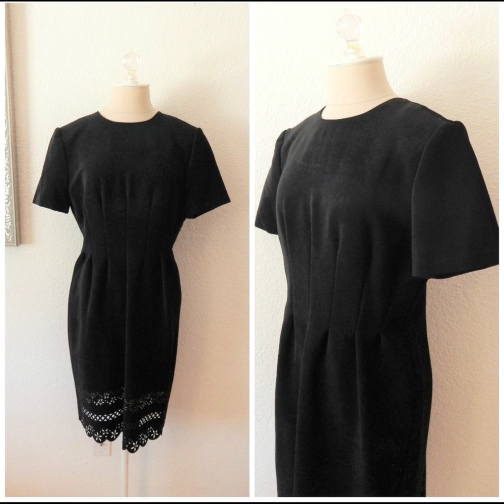 Vintage Little Black Dress Cut Out Hem Retro Fit - Picture 1 of 7